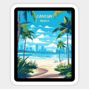 Cancun, Mexico, Beach, Water, Sand, Travel Print Sticker